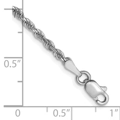 14K White Gold 2.5mm Diamond-Cut Rope Chain