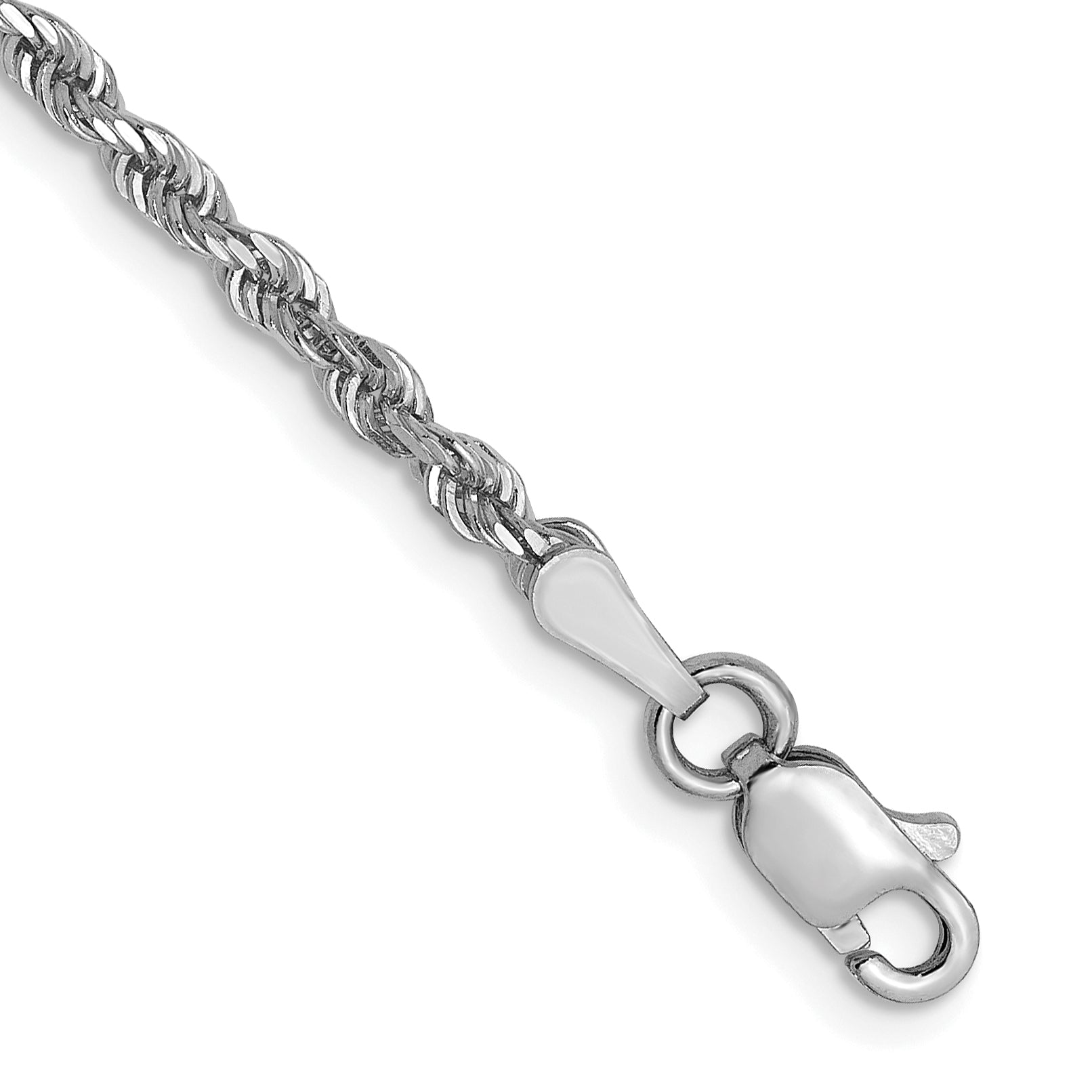 14K White Gold 2.5mm Diamond-Cut Rope Chain