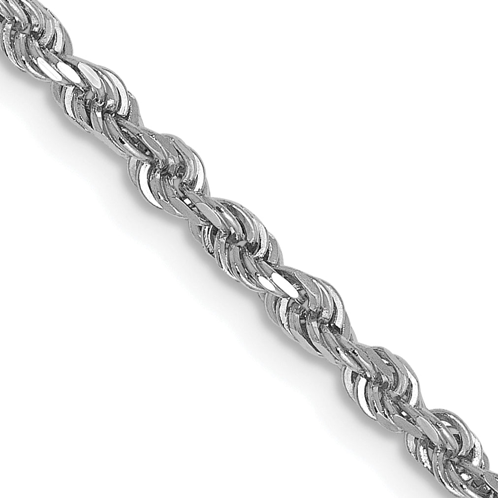 14K White Gold 2.5mm Diamond-Cut Rope Chain