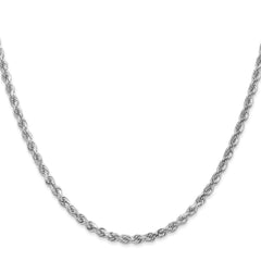 14K White Gold 3mm Diamond- cut Rope Chain