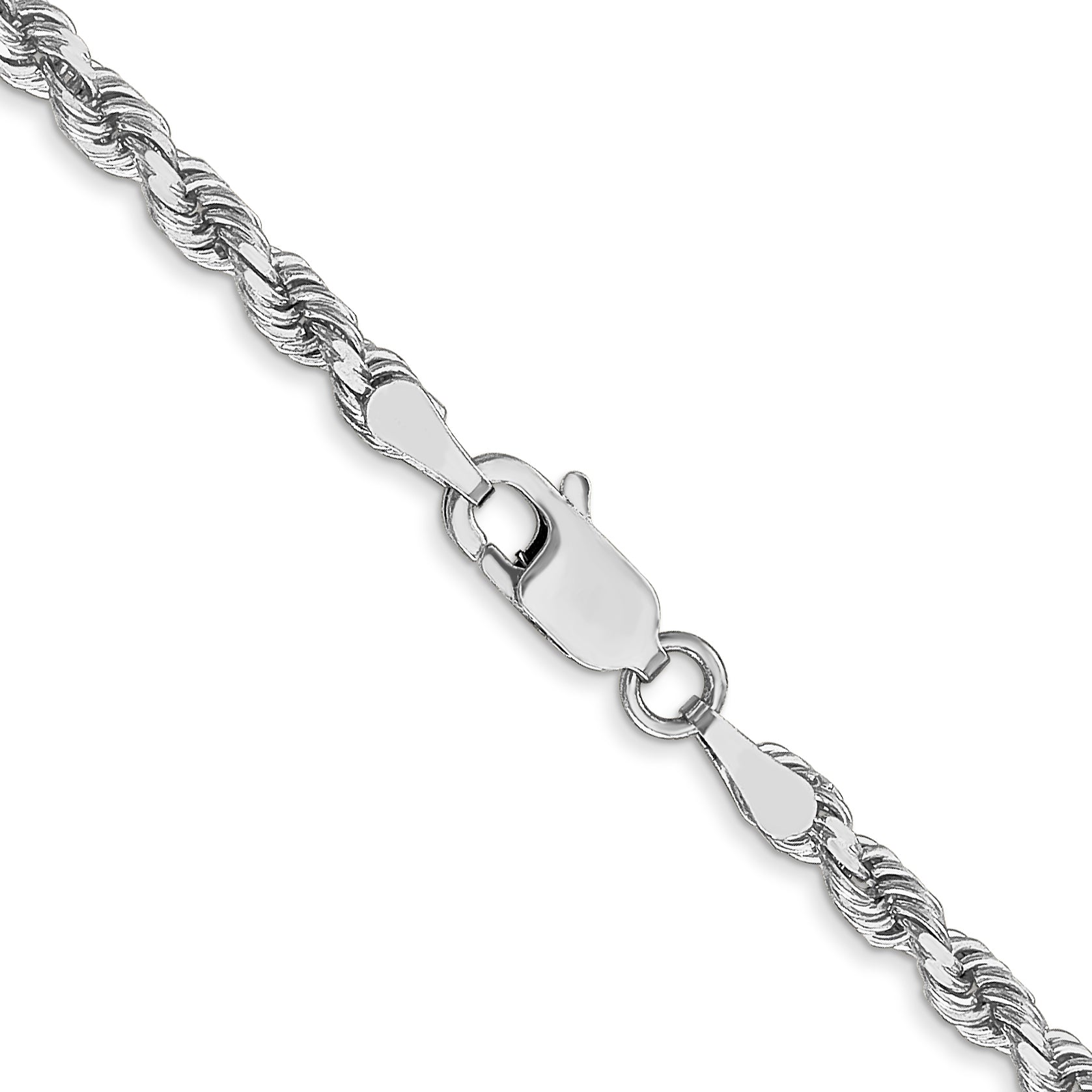 14K White Gold 3mm Diamond- cut Rope Chain