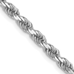 14K White Gold 3mm Diamond- cut Rope Chain