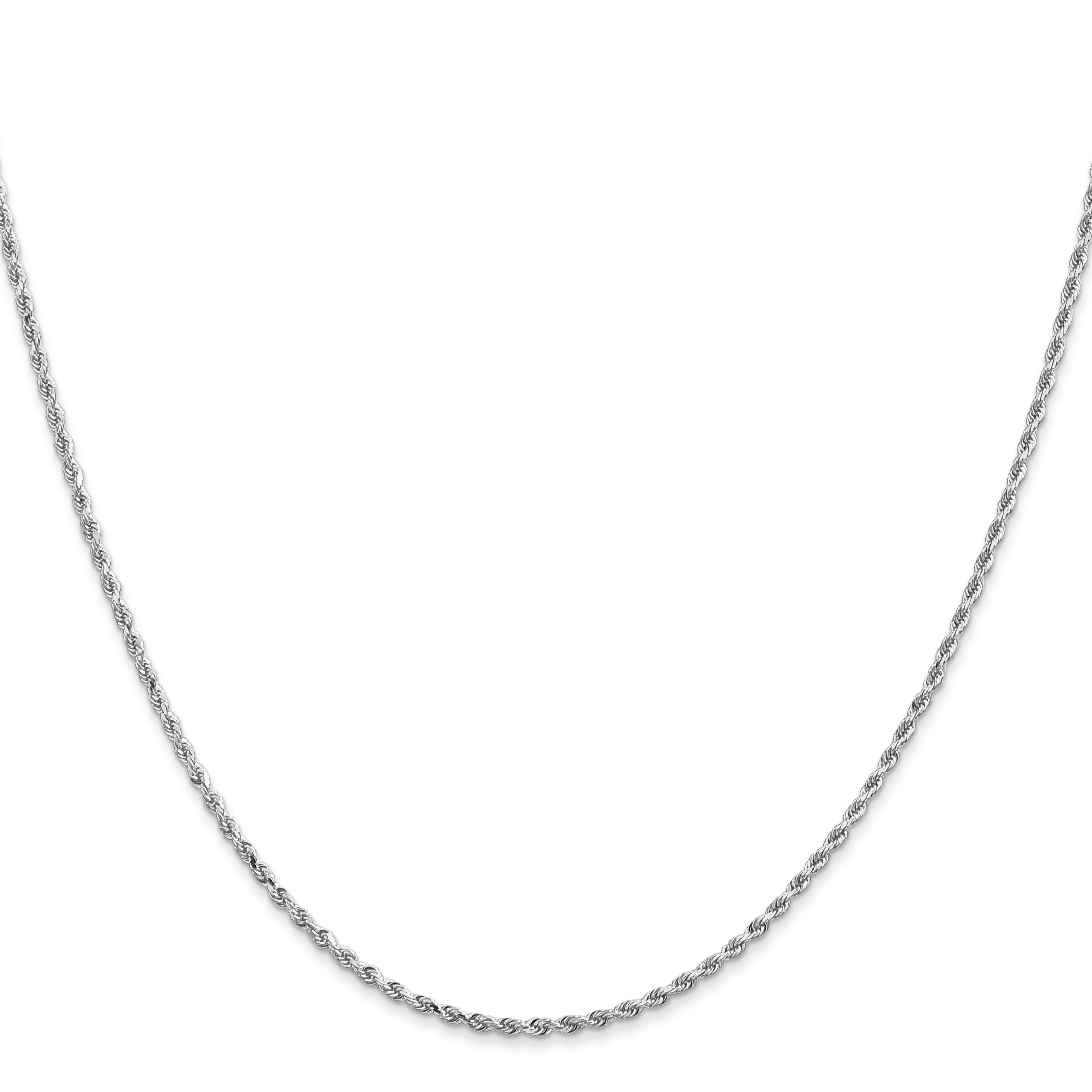 14K White Gold 1.3mm Diamond-Cut Rope Chain