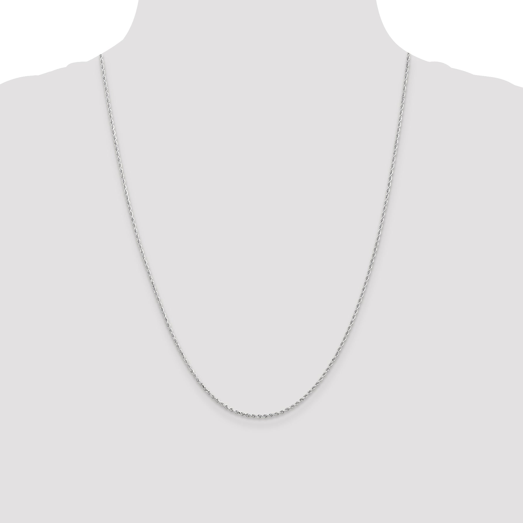 14K White Gold 1.3mm Diamond-Cut Rope Chain