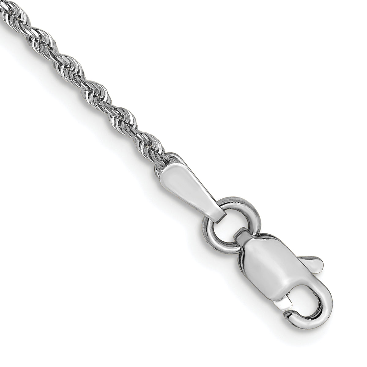 14K White Gold 1.3mm Diamond-Cut Rope Chain Anklet