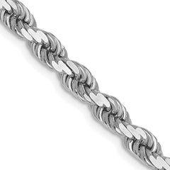 14K White Gold 4mm Diamond-Cut Rope Chain