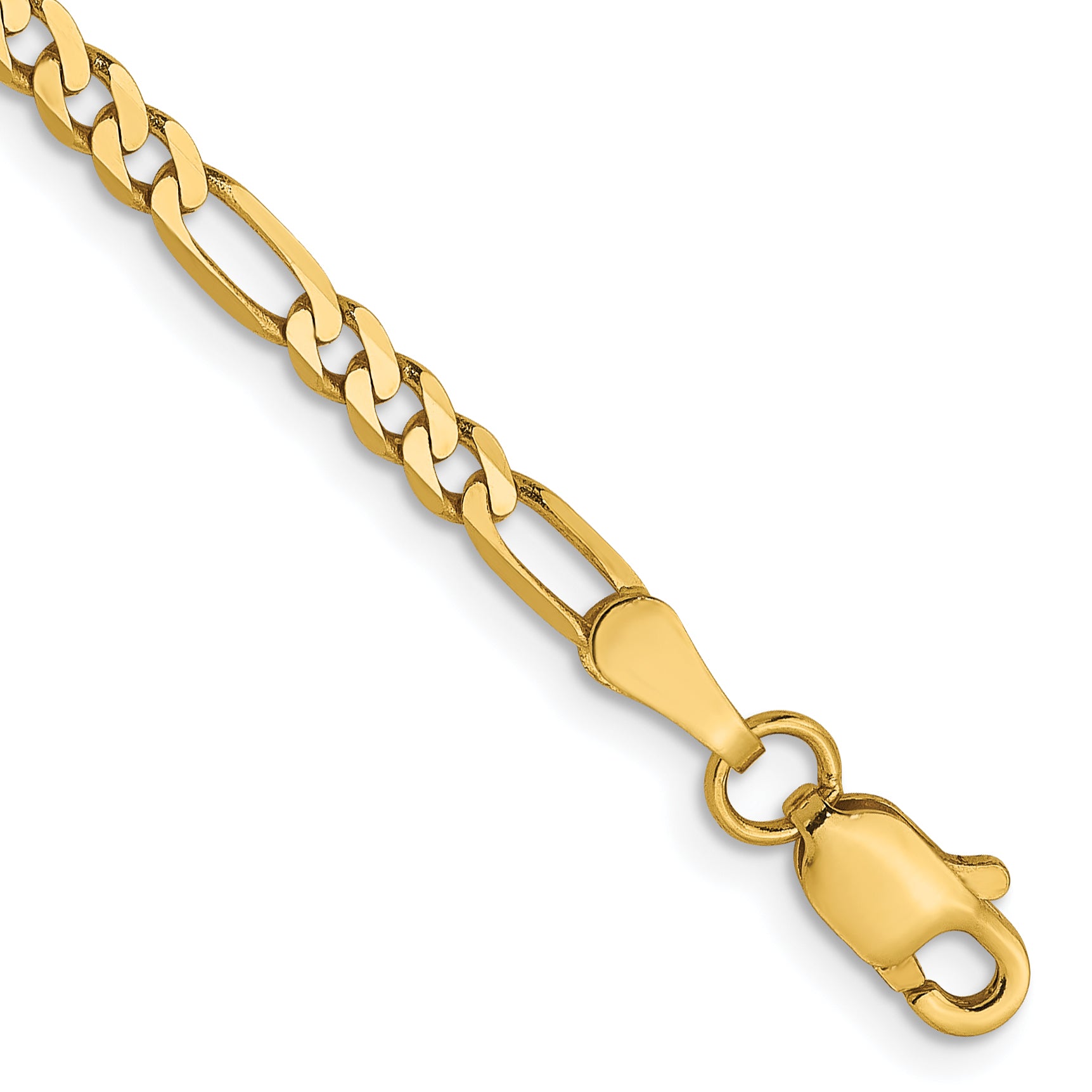 14K 2.75mm Flat Figaro Chain Anklet