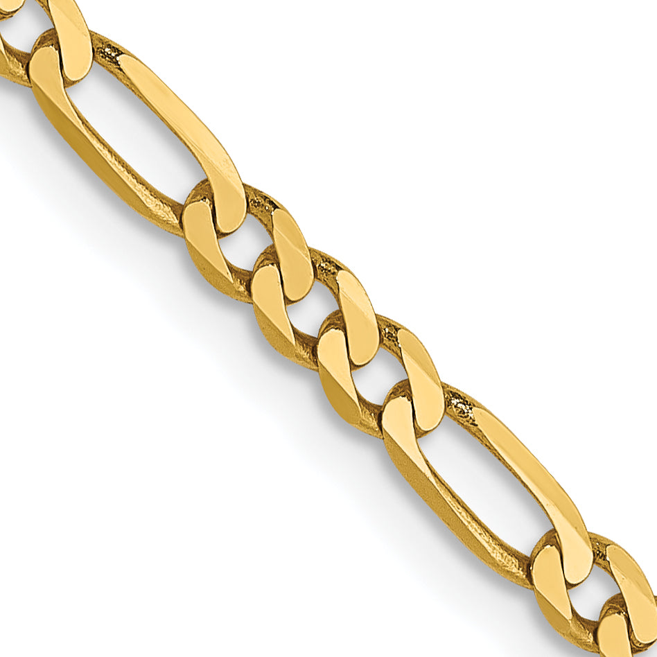 14K 2.75mm Flat Figaro Chain