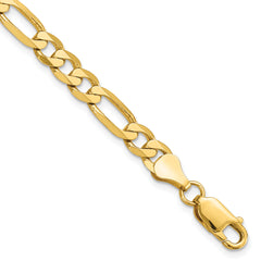 14K 6.00mm Flat Figaro Chain