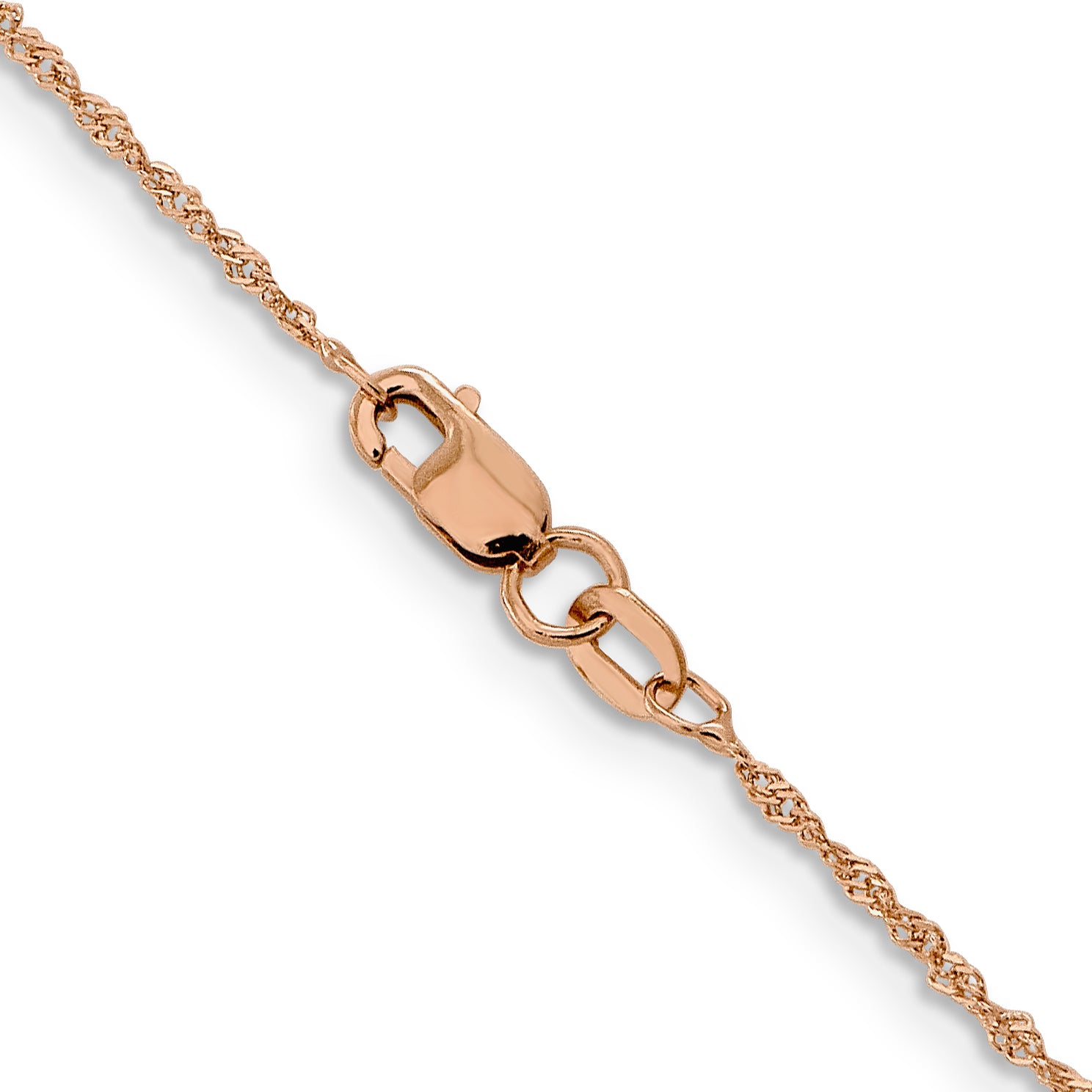 14K Rose Gold 1mm Singapore with Lobster Clasp Chain