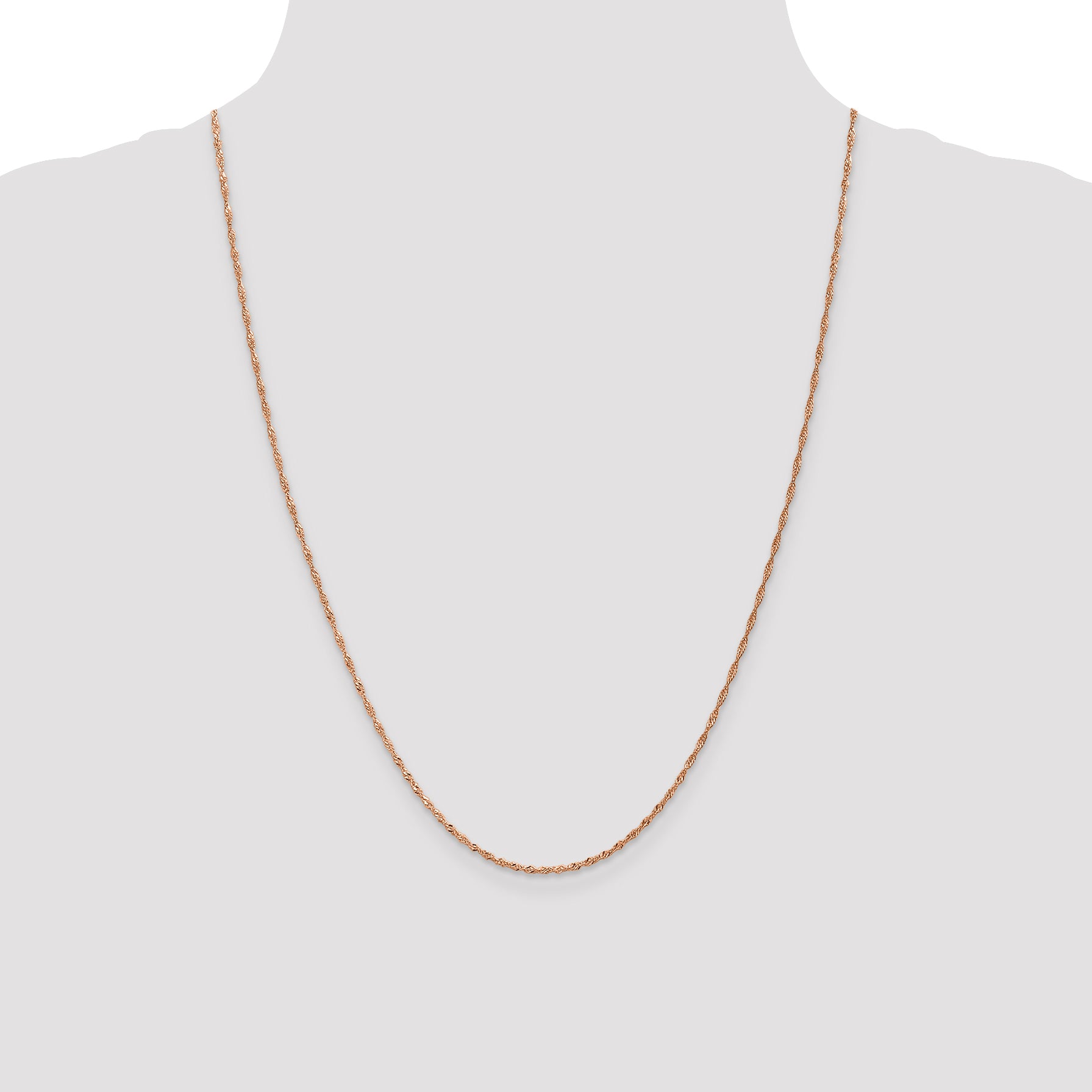 14K Rose Gold 1mm Singapore with Lobster Clasp Chain