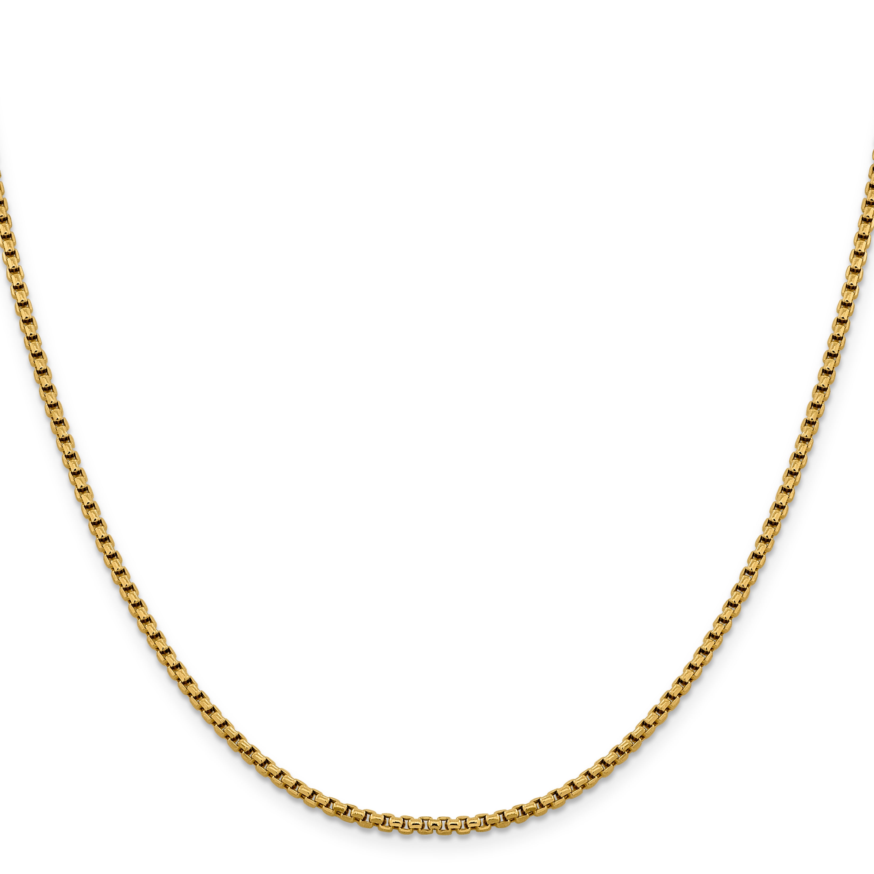 14K 2.4mm Semi-Solid D/C Round Box Chain