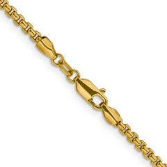 14K 2.4mm Semi-Solid D/C Round Box Chain