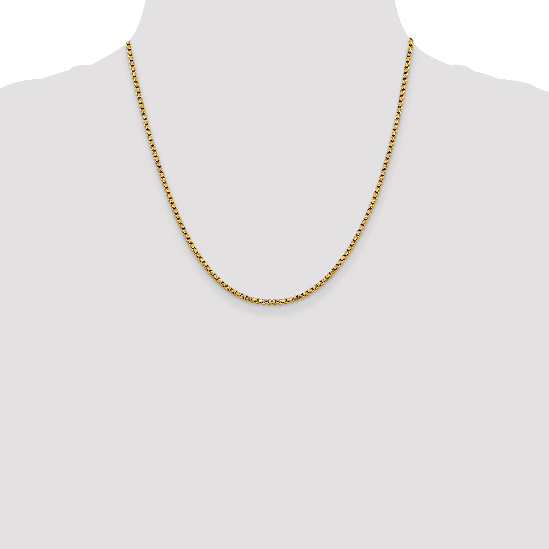 14K 2.4mm Semi-Solid D/C Round Box Chain