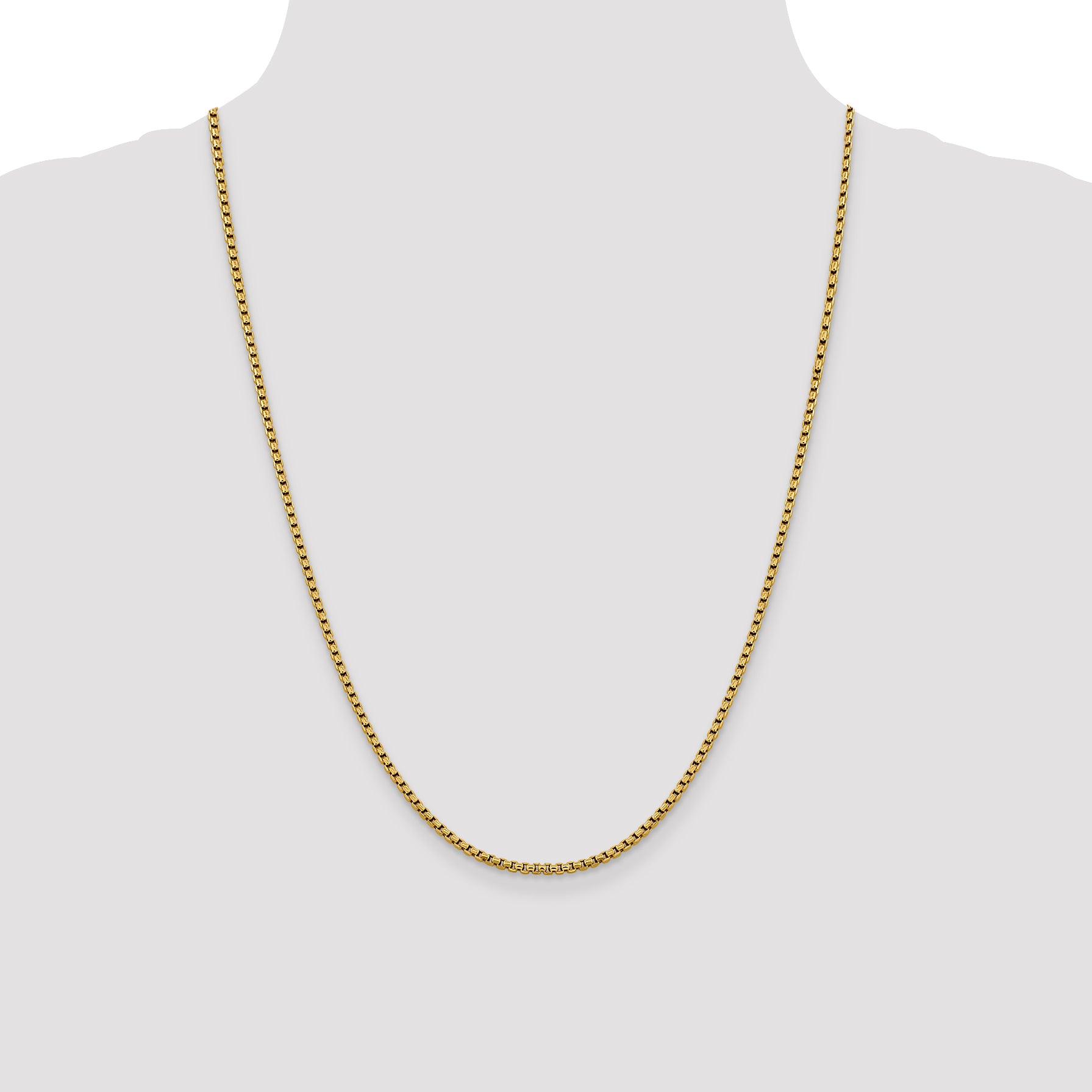 14K 2.4mm Semi-Solid D/C Round Box Chain