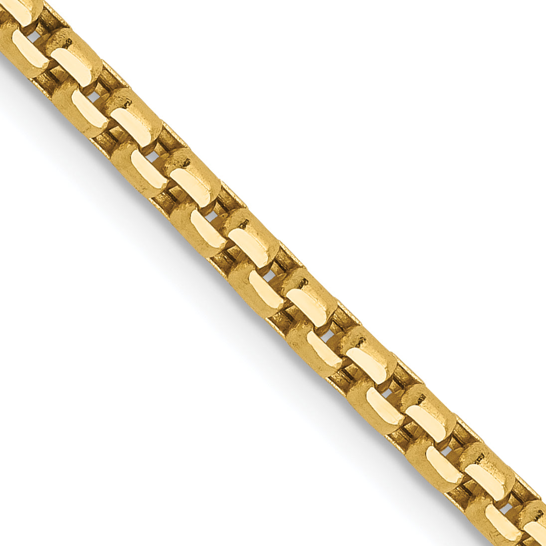 14K 2.4mm Semi-Solid D/C Round Box Chain