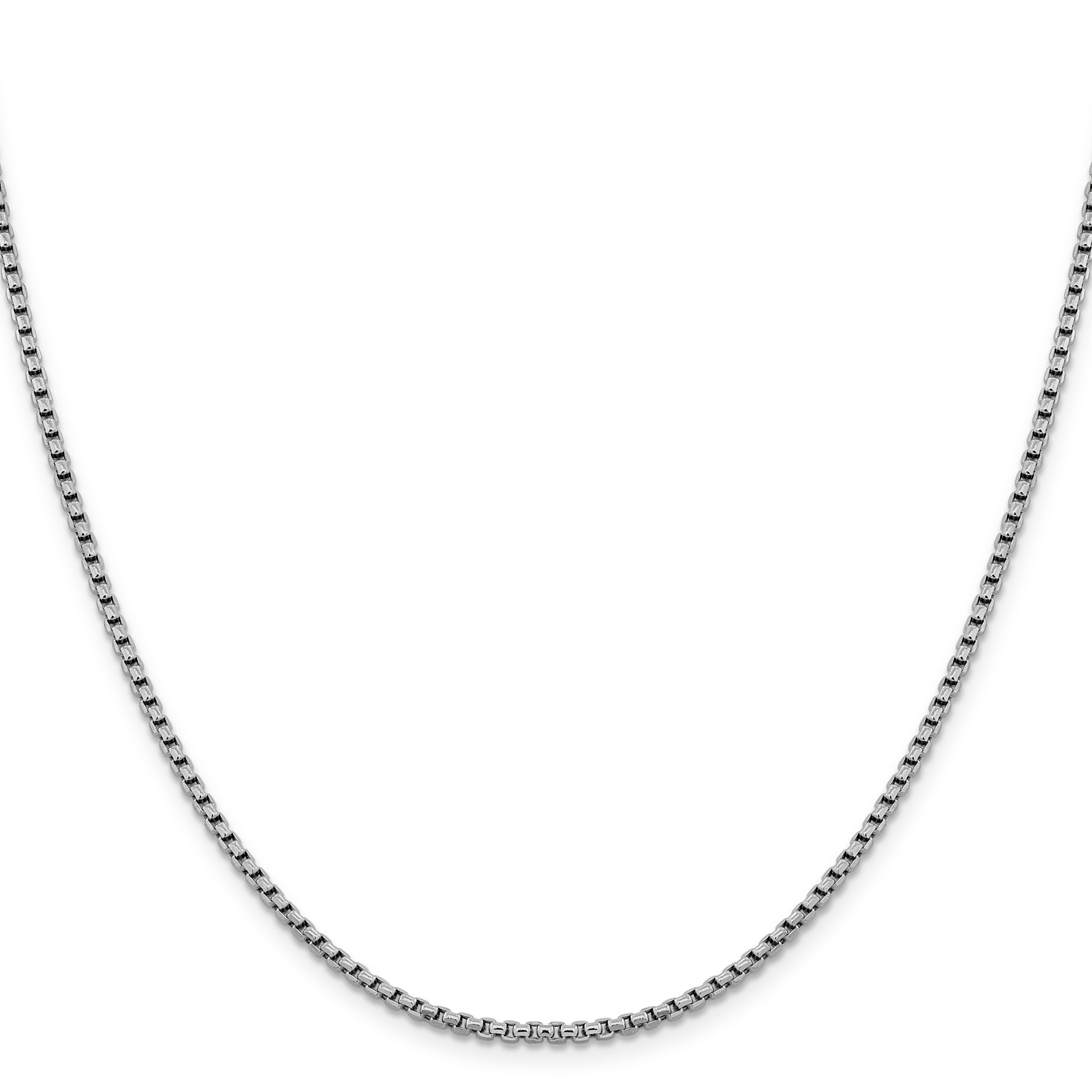 14K White Gold 2.4mm Semi-Solid D/C Round Box Chain