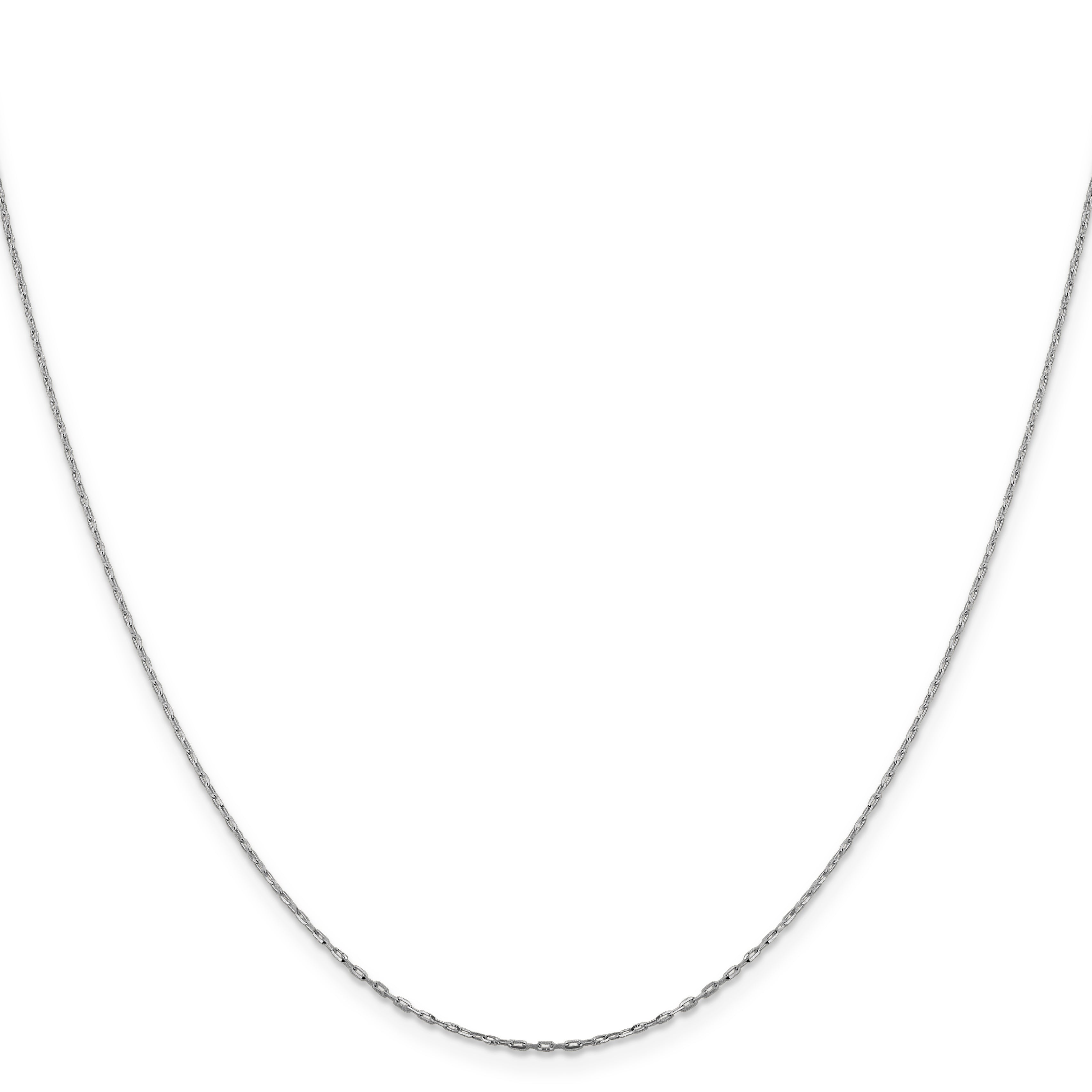 14K White Gold 1mm D/C Open Long Link Cable Chain