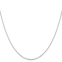 14K White Gold 1mm D/C Open Long Link Cable Chain