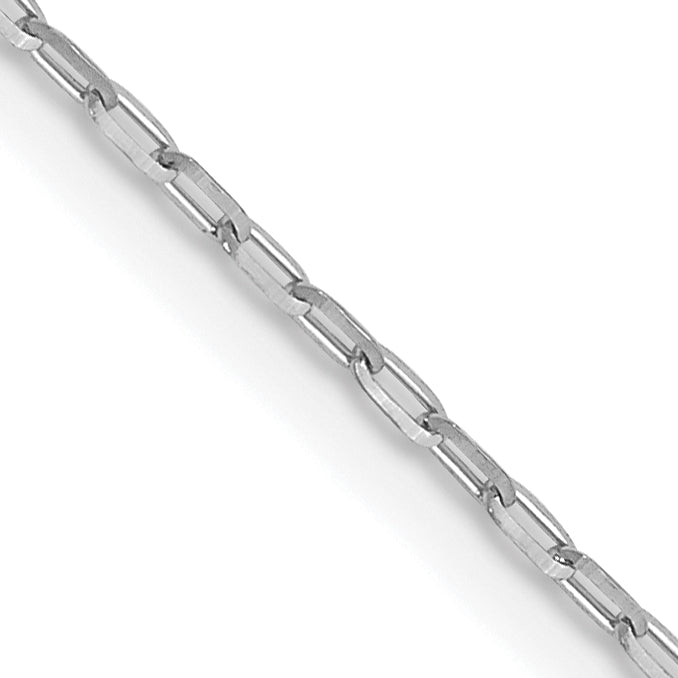 14K White Gold 1mm D/C Open Long Link Cable Chain