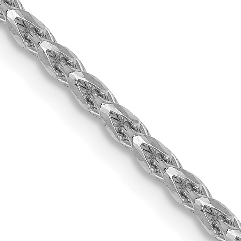 14K White Gold 1.6mm D/C Open Franco Chain