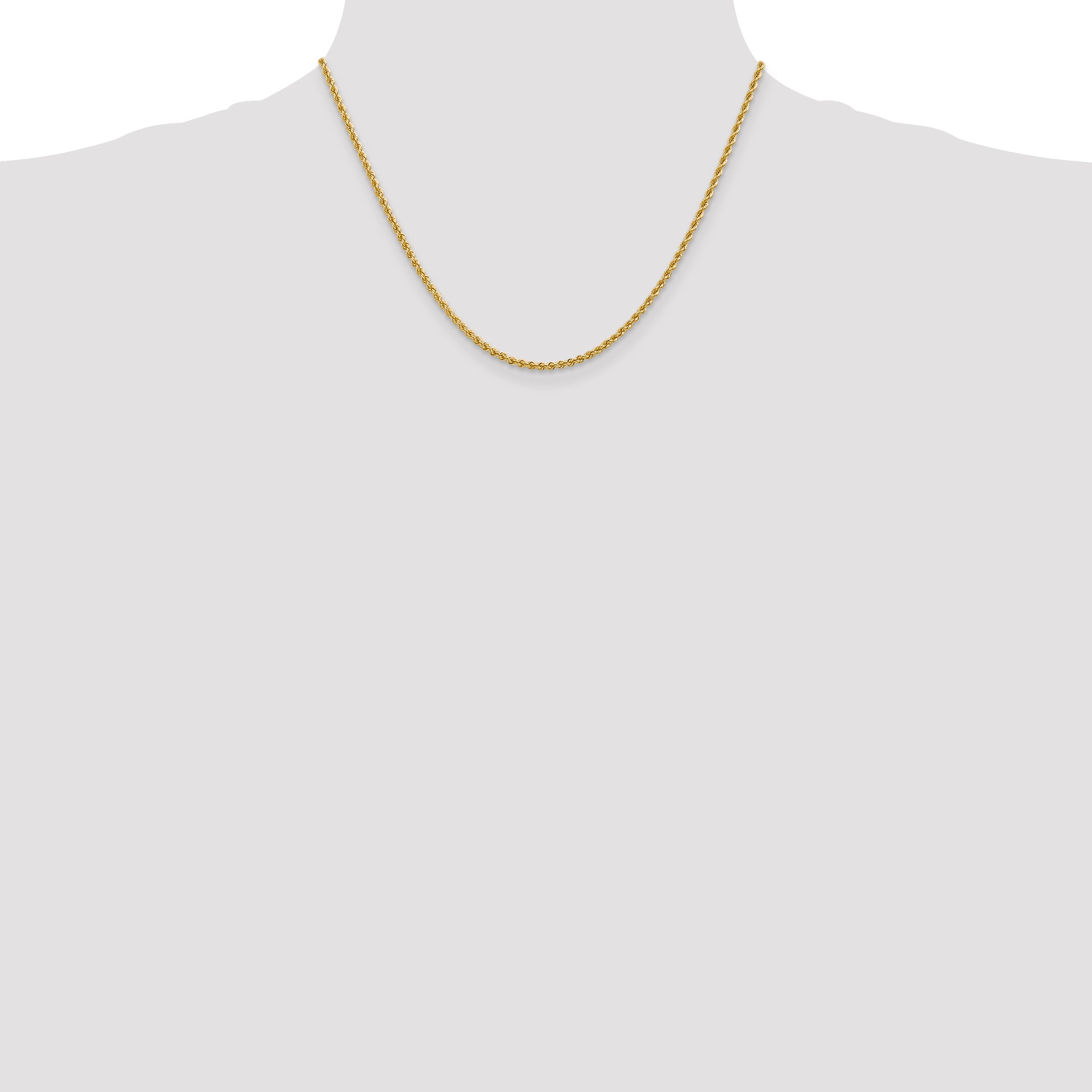 14K 2.25mm Solid Regular Rope Chain