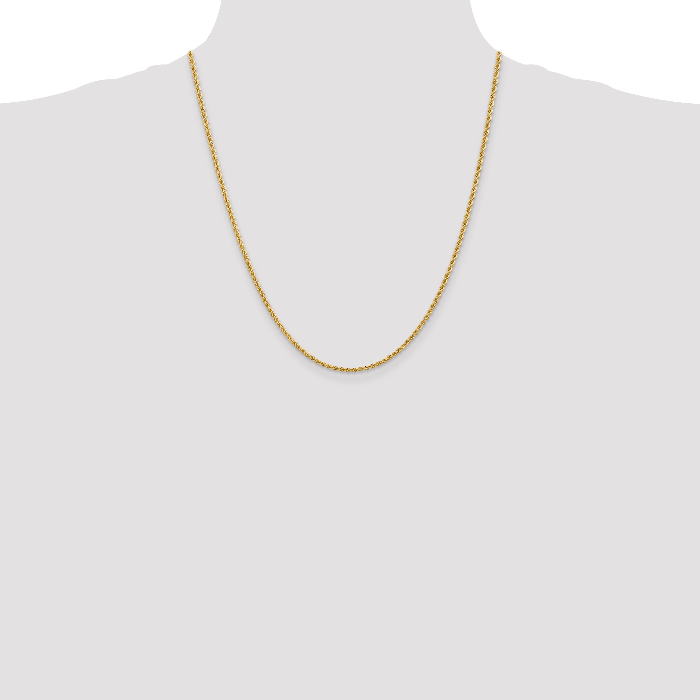 14K 2.25mm Solid Regular Rope Chain