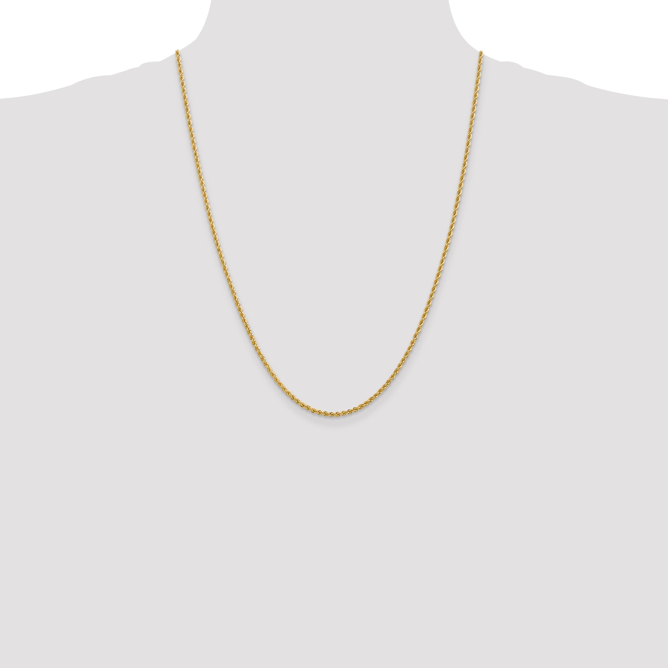 14K 2.25mm Solid Regular Rope Chain