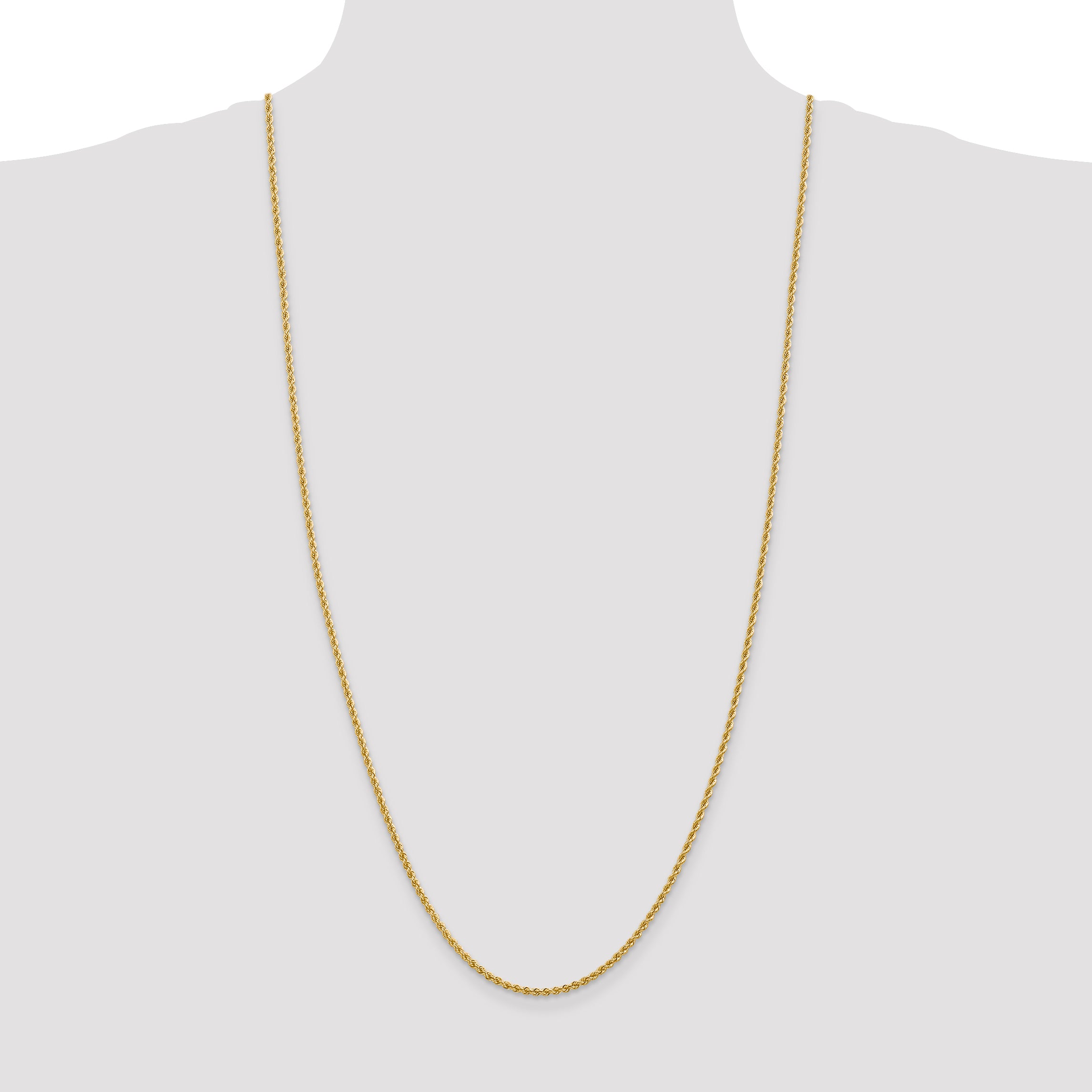 14K 2.25mm Solid Regular Rope Chain