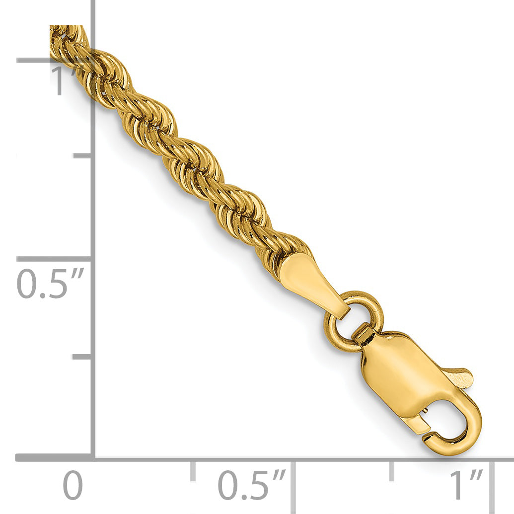 14K 2.25mm Solid Regular Rope Chain