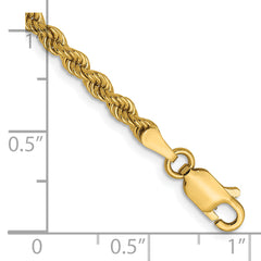 14K 2.25mm Solid Regular Rope Chain