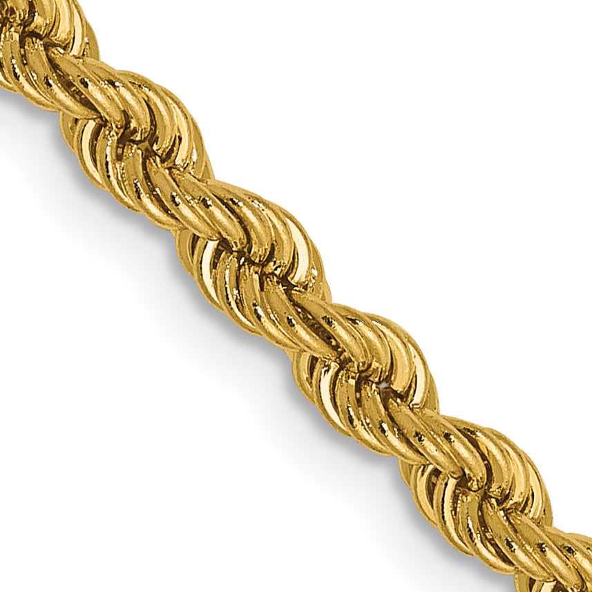 14K 2.25mm Solid Regular Rope Chain