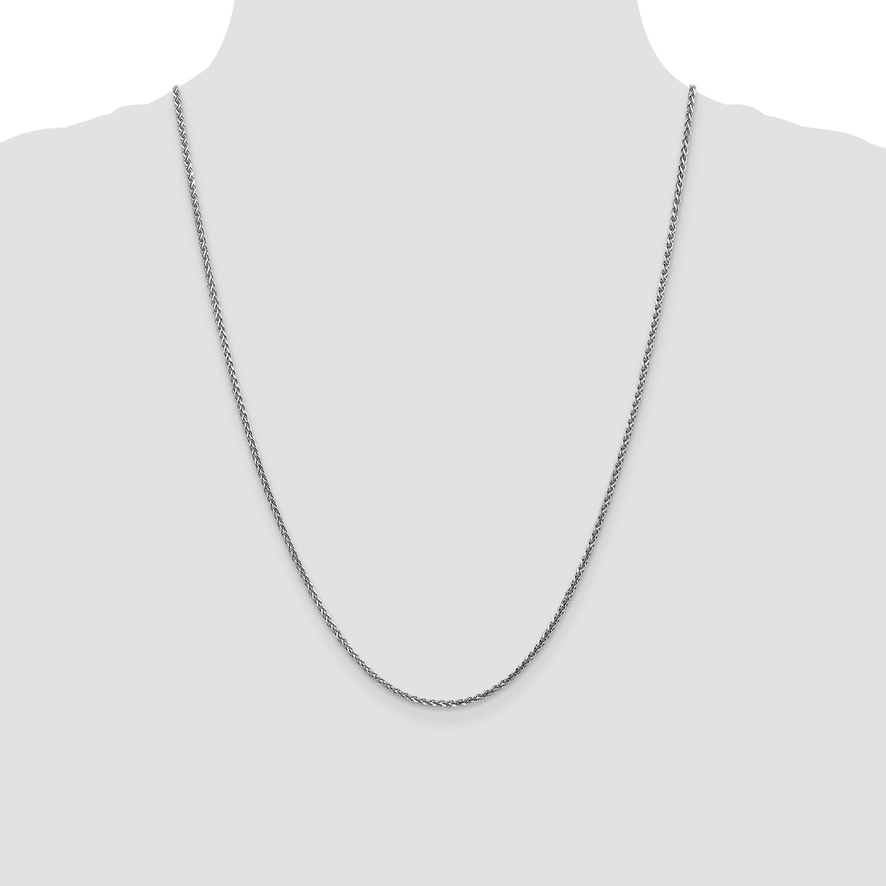 14K White Gold 1.8mm Solid D/C Spiga Chain