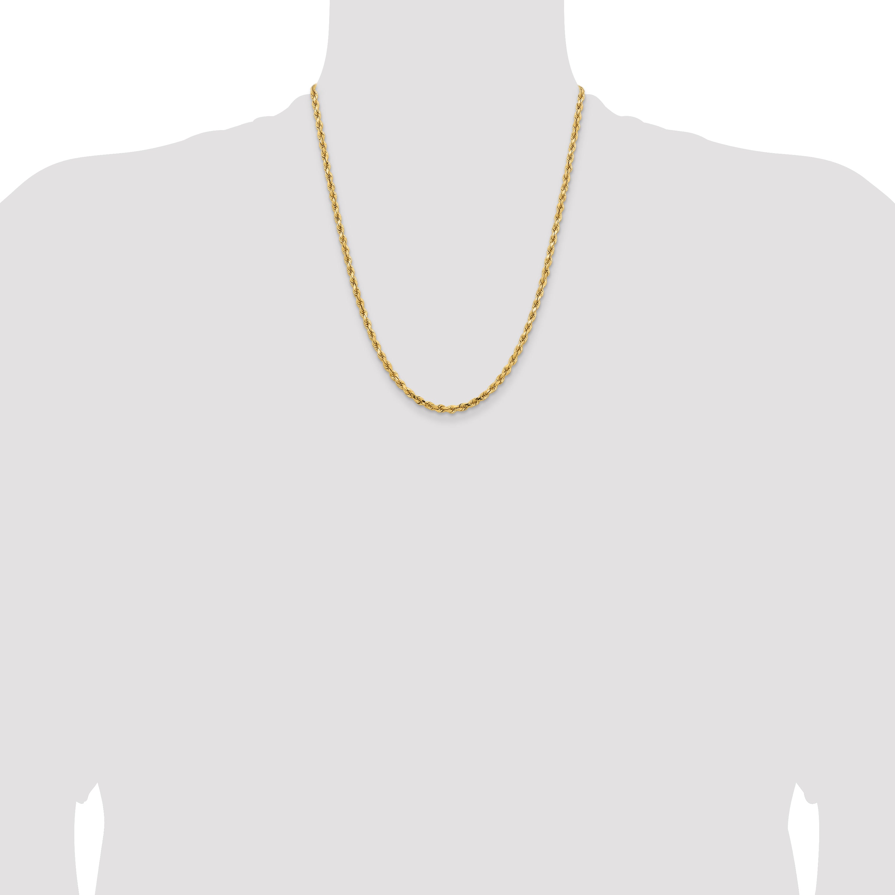 14K 3.75mm Diamond-Cut Rope Chain