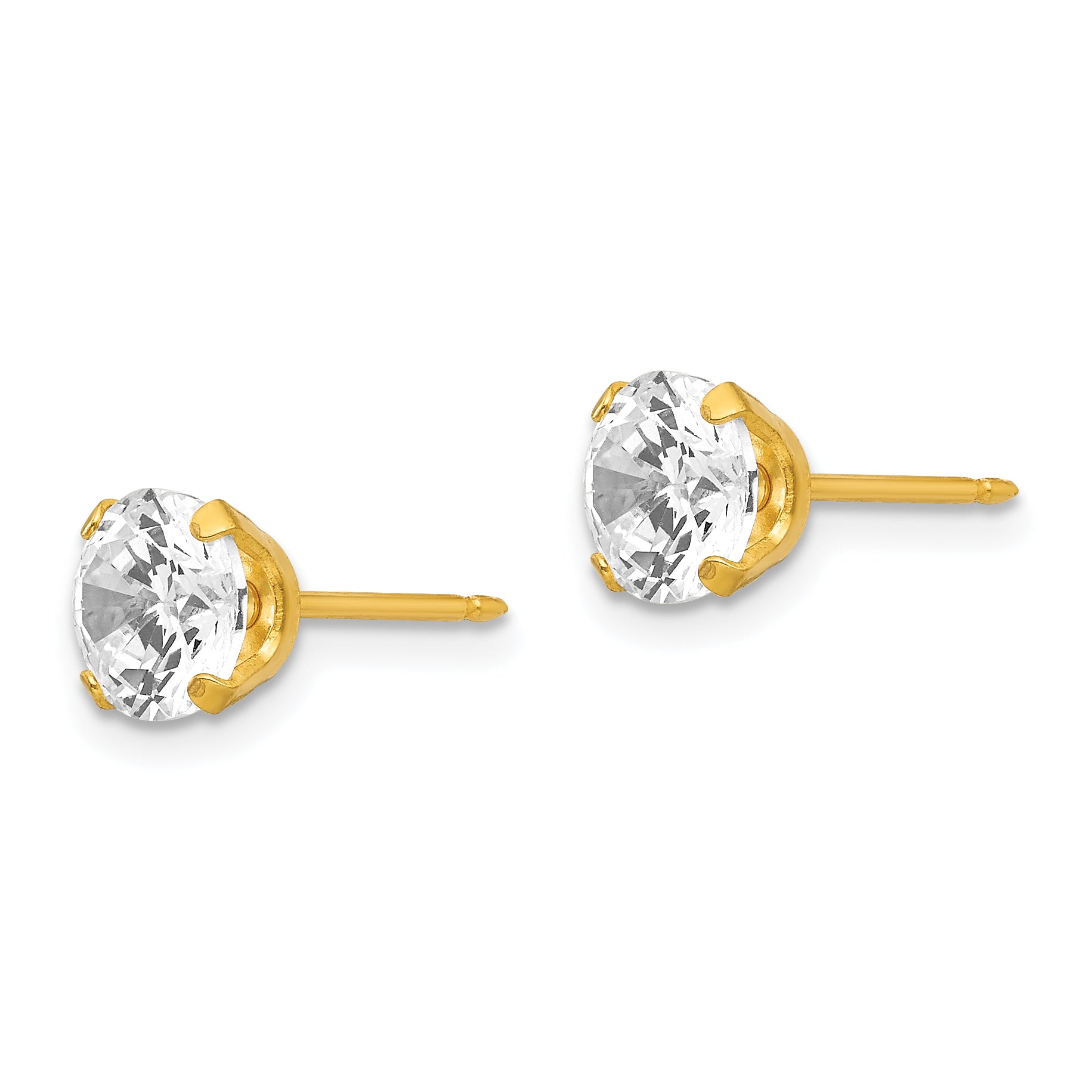 24K Gold Plated 7mm CZ Stud Earrings for Women  Elegant Round Design