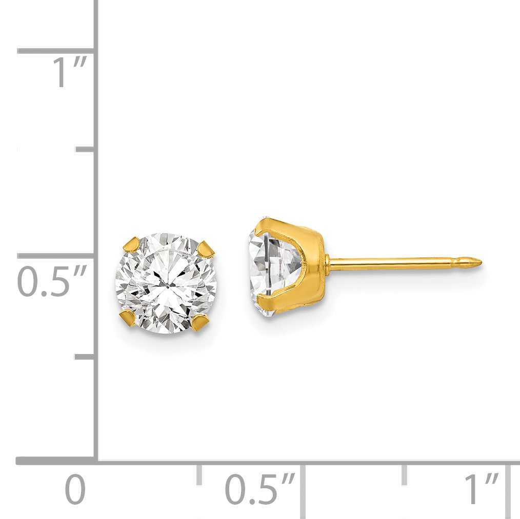 Inverness 24k Plated 7mm CZ Earrings