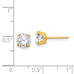 24K Gold Plated 7mm CZ Stud Earrings for Women  Elegant Round Design