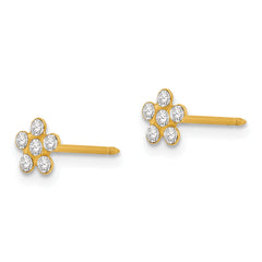 14K Gold April Birthstone Crystal Flower Earrings for Women Elegant Button Design