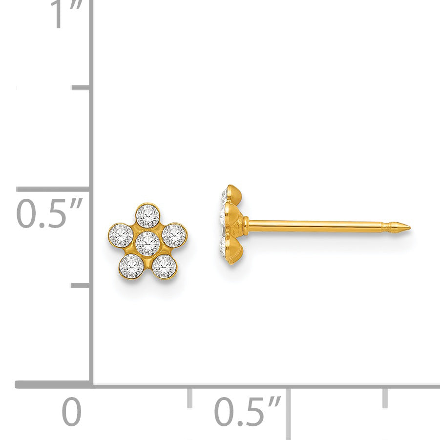 14K Gold April Birthstone Crystal Flower Earrings for Women Elegant Button Design