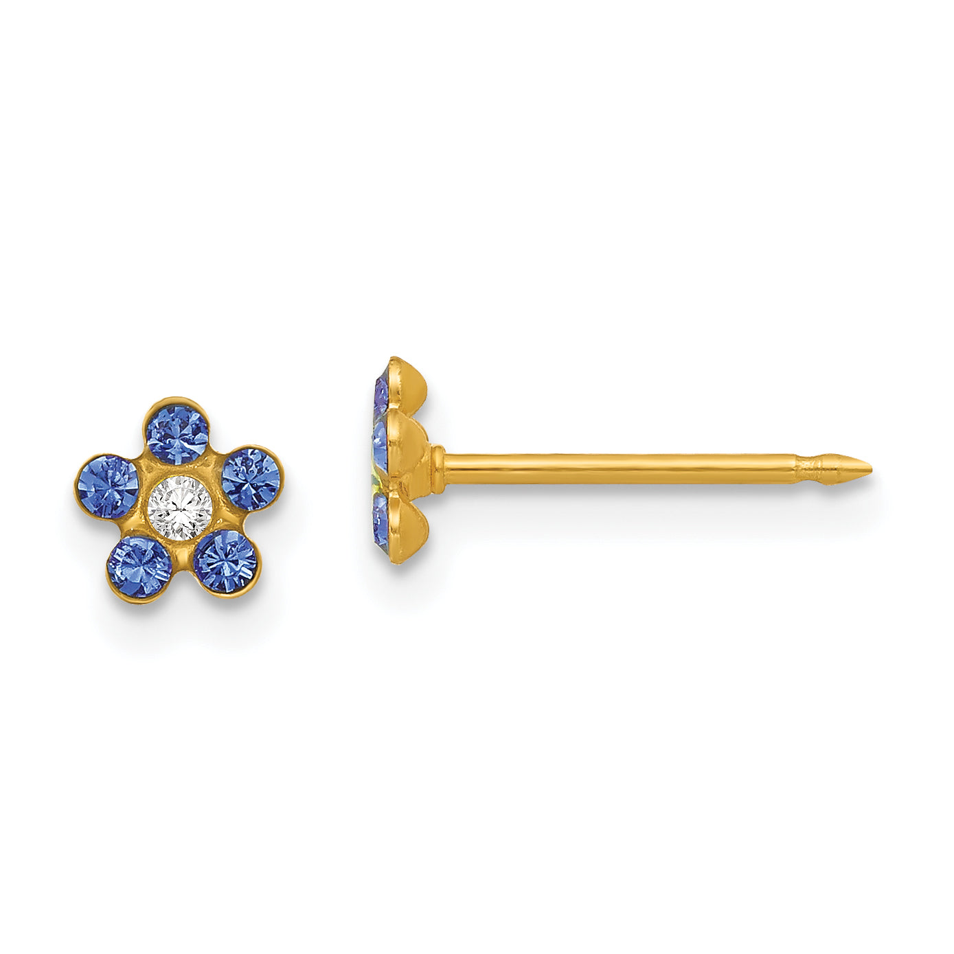 Inverness 14k September Blue Crystal Birthstone Flower Earrings