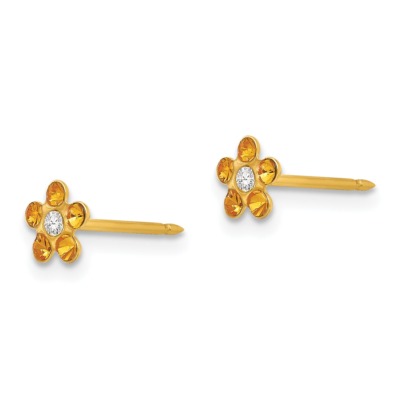 Inverness 14k November Yellow Crystal Birthstone Flower Earrings