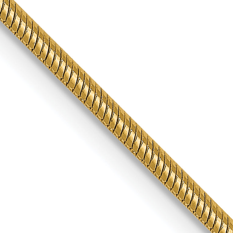 14K 1.3mm Round Snake Chain