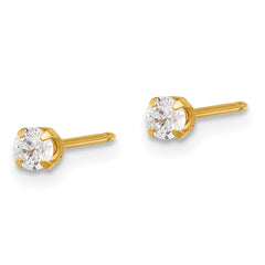 Inverness 14K Polished 3mm CZ Short Post Earrings