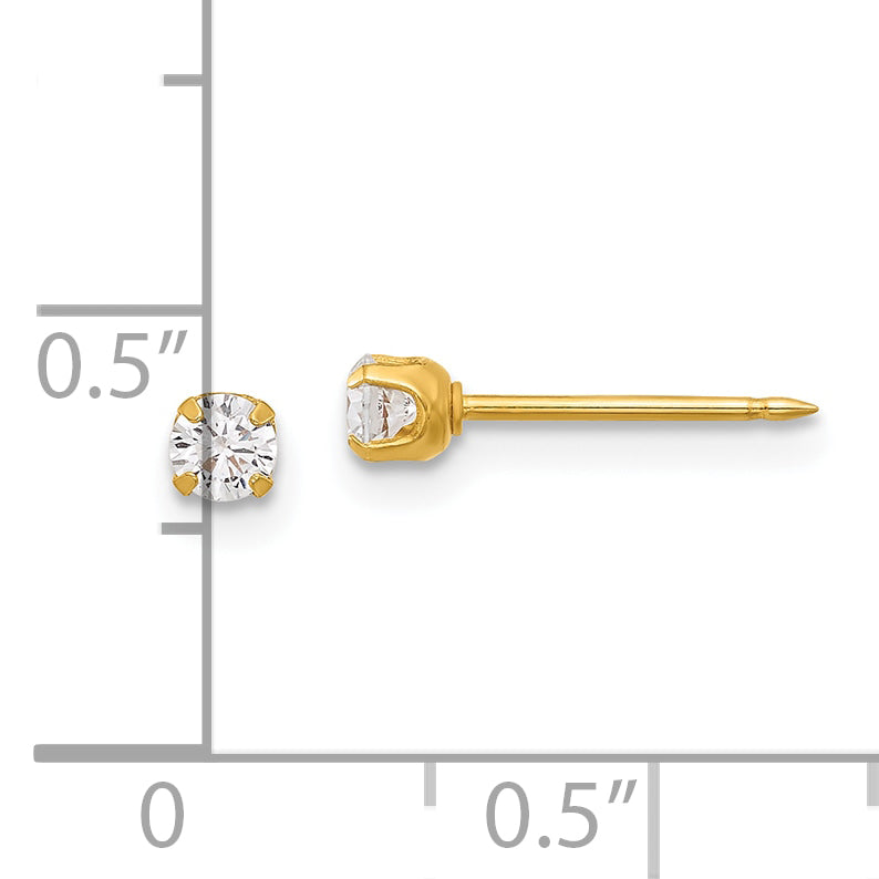 Inverness 14K Polished 3mm CZ Short Post Earrings