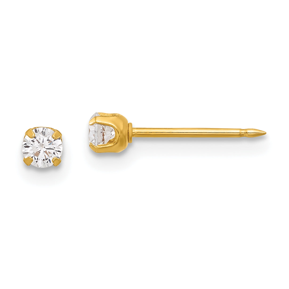 Inverness 14K Polished 3mm CZ Short Post Earrings