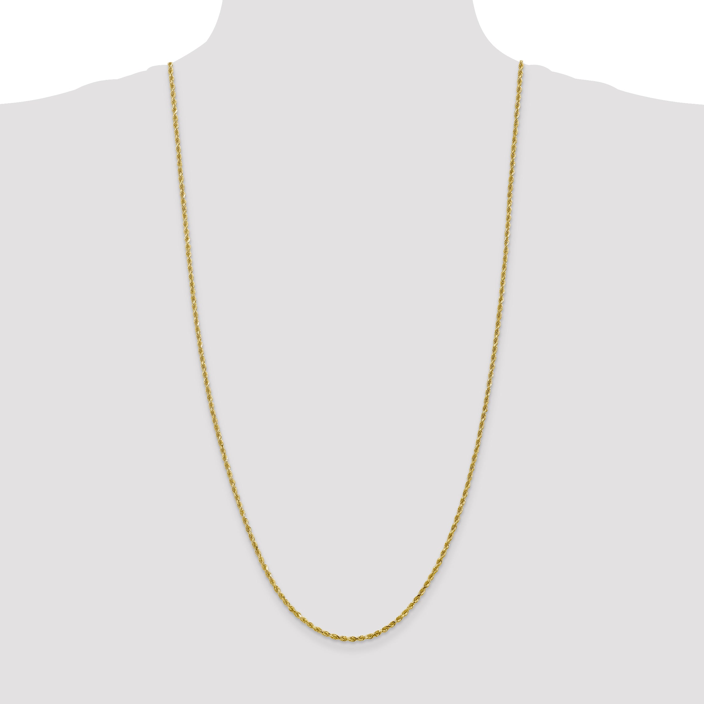 10K 2.5mm Diamond-Cut Rope Chain