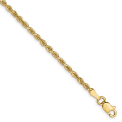 10K 2.5mm Diamond-Cut Rope Chain Anklet