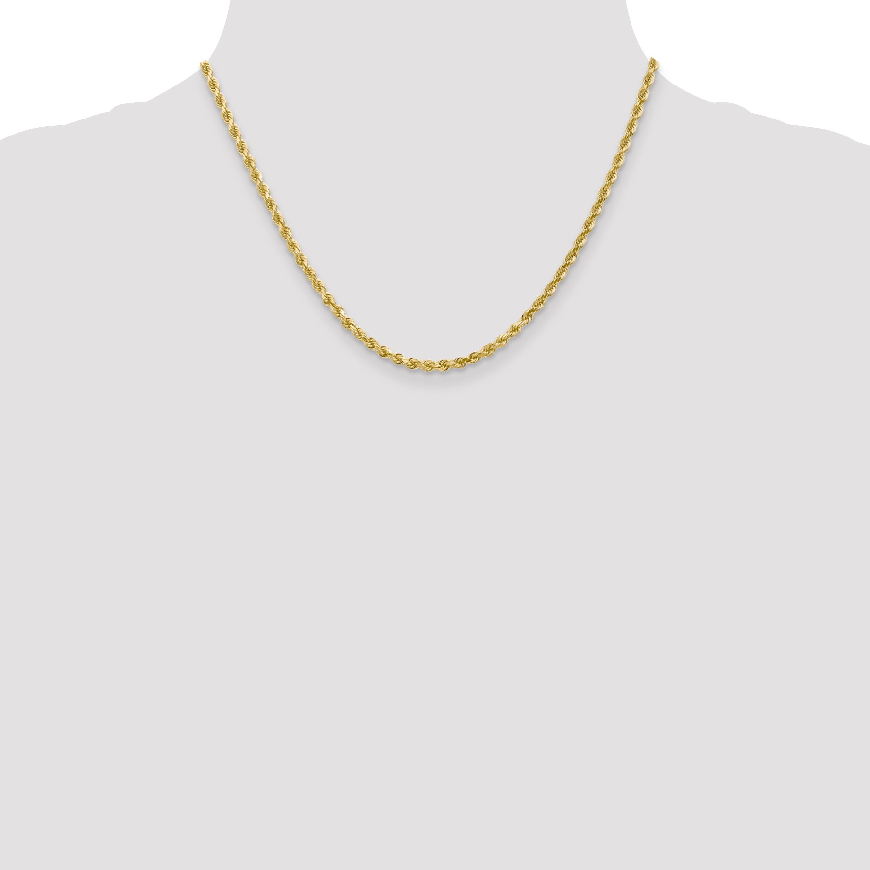 10K 3mm Diamond-Cut Rope Chain