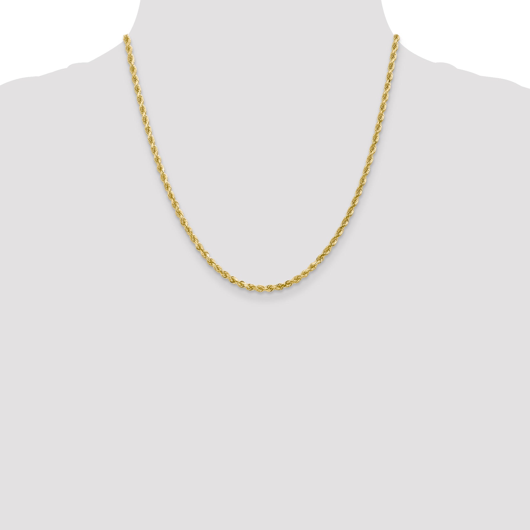 10K 3mm Diamond-Cut Rope Chain