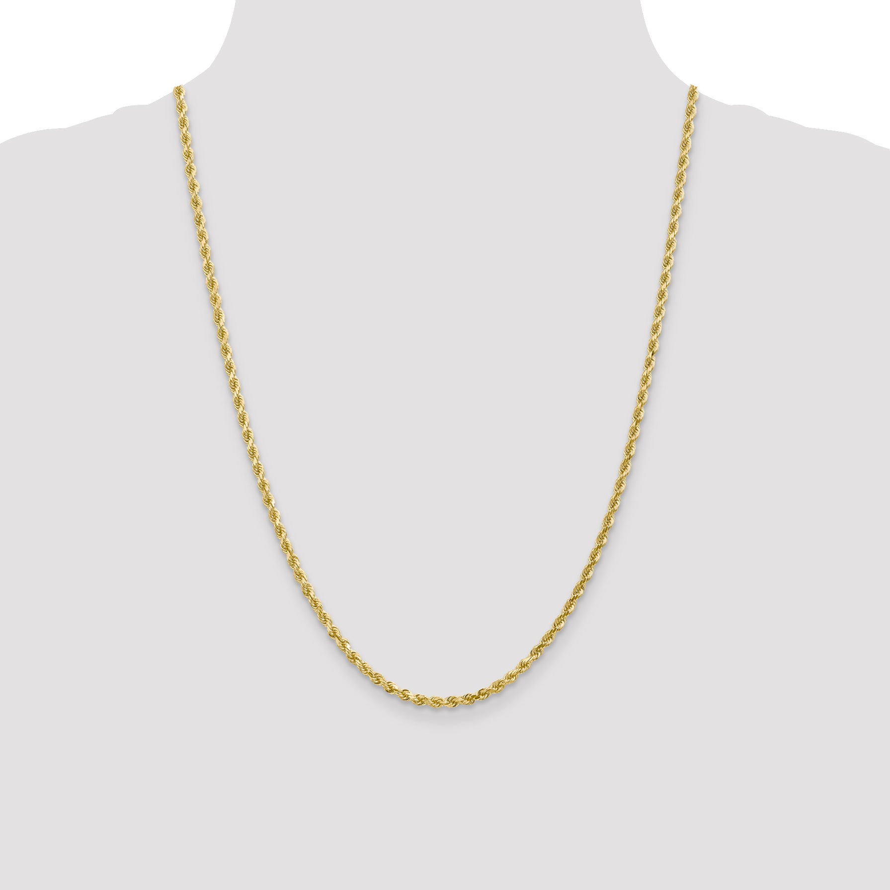 10K 3mm Diamond-Cut Rope Chain